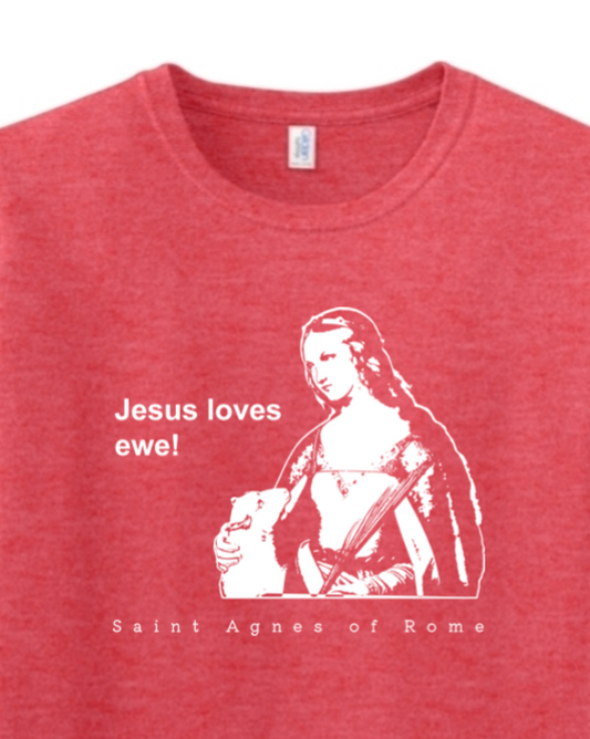 Jesus Loves Ewe - St. Agnes Adult T-Shirt